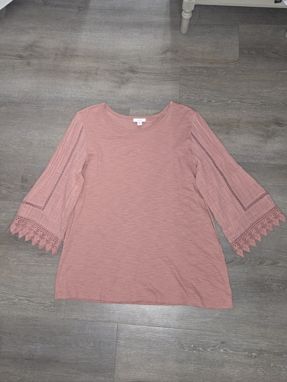 J. Jill Dusty Rose Crochet-Trim Tunic Top